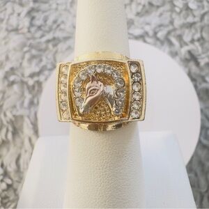 14K Gold Plated Horse motif men’s Ring. New
